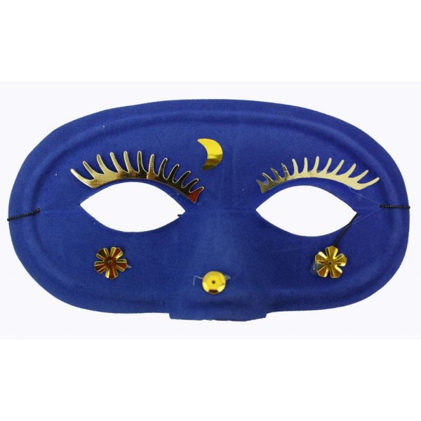 Αποκριάτικη Μπλε Μάσκα Ματιών με Χρυσά Φρύδια